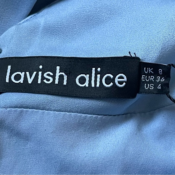 NWT Lavish Alice Cross Back Cowl Neck Midi Dress in Cornflower Blue Size 4 - Picture 11 of 16